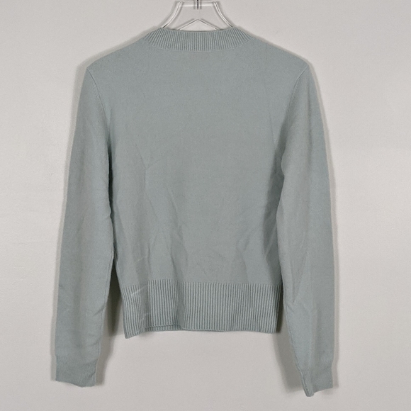 Tory Burch Seafoam Green Wool Blend Crew Neck Button Accent Sweater Medium - Picture 8 of 8